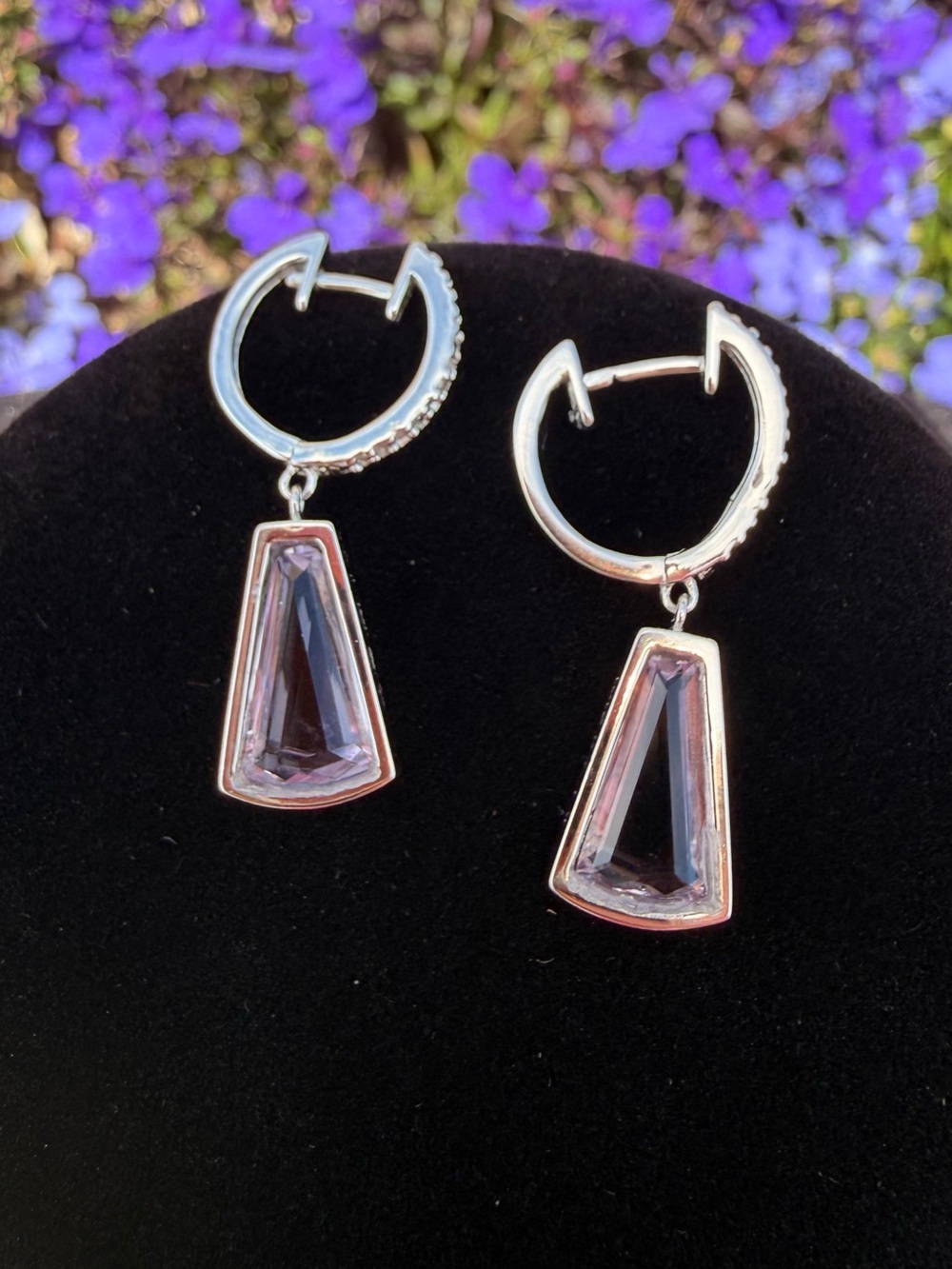 LoLo & Co Lunatic 3.50 CTW AAA Amethyst Diamond Sterling Silver Earrings
